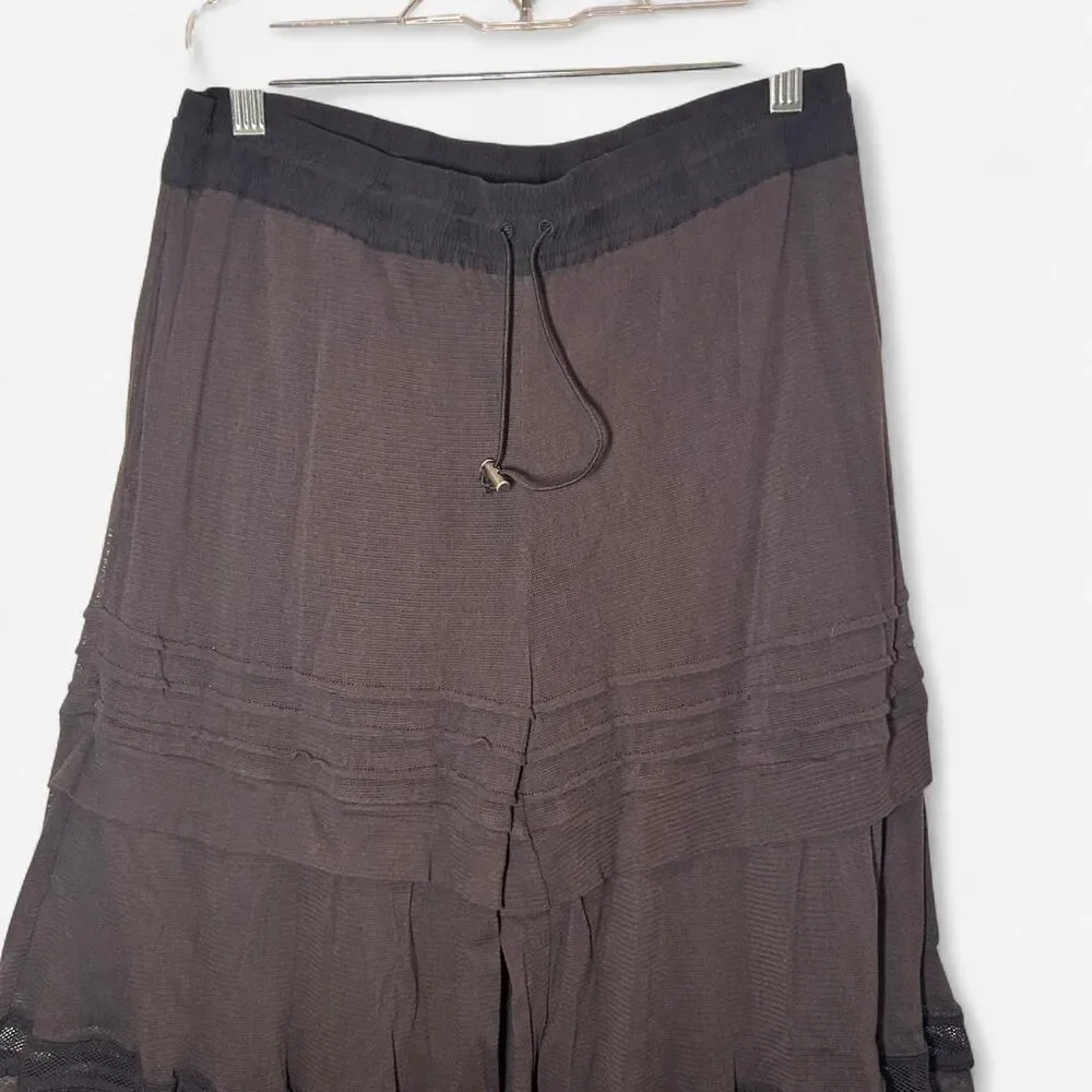 Free People Pippa Black Mesh Tiered Wide Leg Pants Small Whimsigoth Fairy Goth - Picture 4 of 7